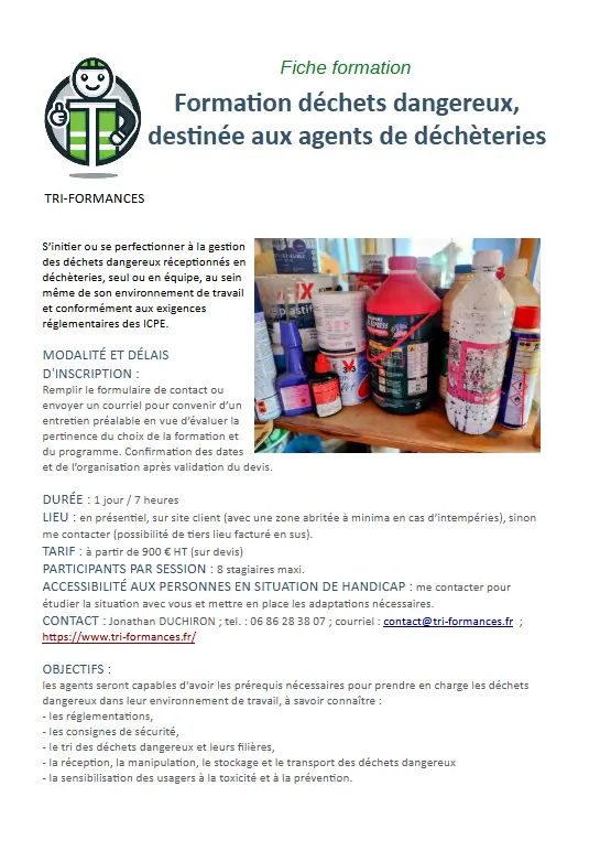 extrait fiche formation déchets dangereux extrait fiche formation déchets dangereux